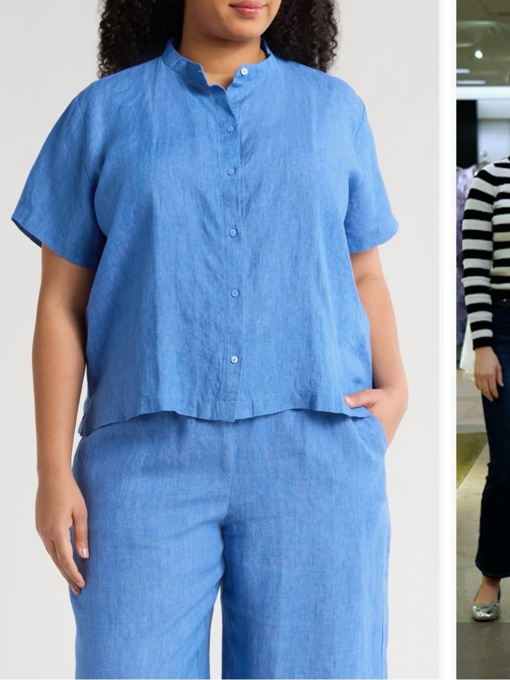 Eileen Fisher Mandarin Collar Short Sleeve Shirt(s) NWT